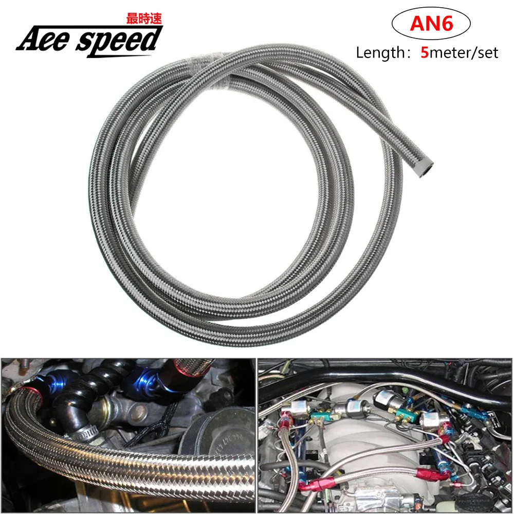 

AN6 Braided Teflon Oil Line Fuel Hose Oil Gasoline Brake Line Hose For Racing Motorcycle Teflon Hose 5meter/pack