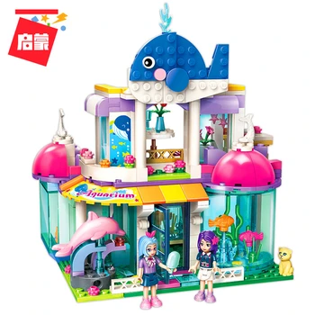 

Genuine ENLIGHTEN 2012 327Pcs City Girls Princess Blue Whale Aquarium Model Building Block Toys For Children Constuction