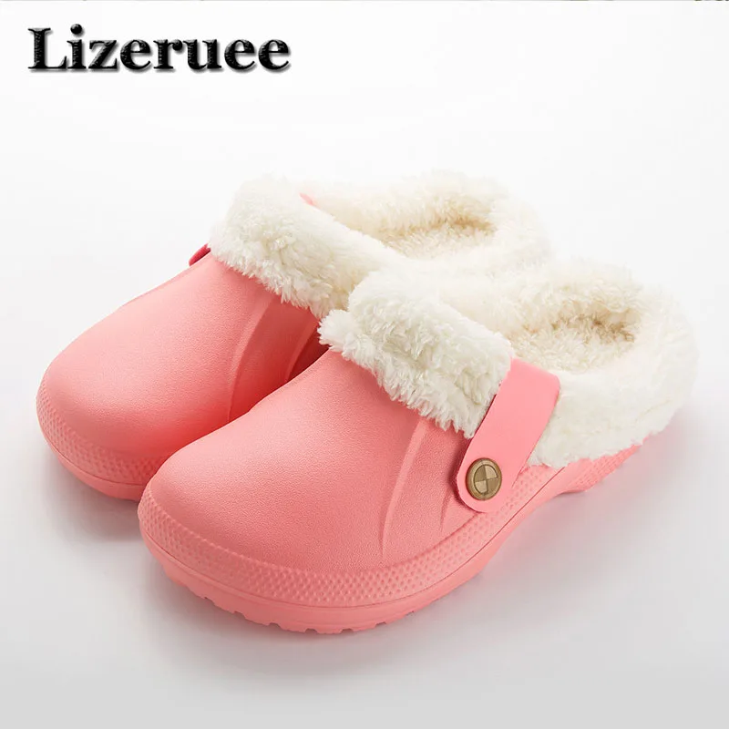 

Winter Warm Slippers Men Indoor Shoes Cotton Pantoffels Casual Crocus Clogs With Fur Fleece Lining House Floor Slippers KS353