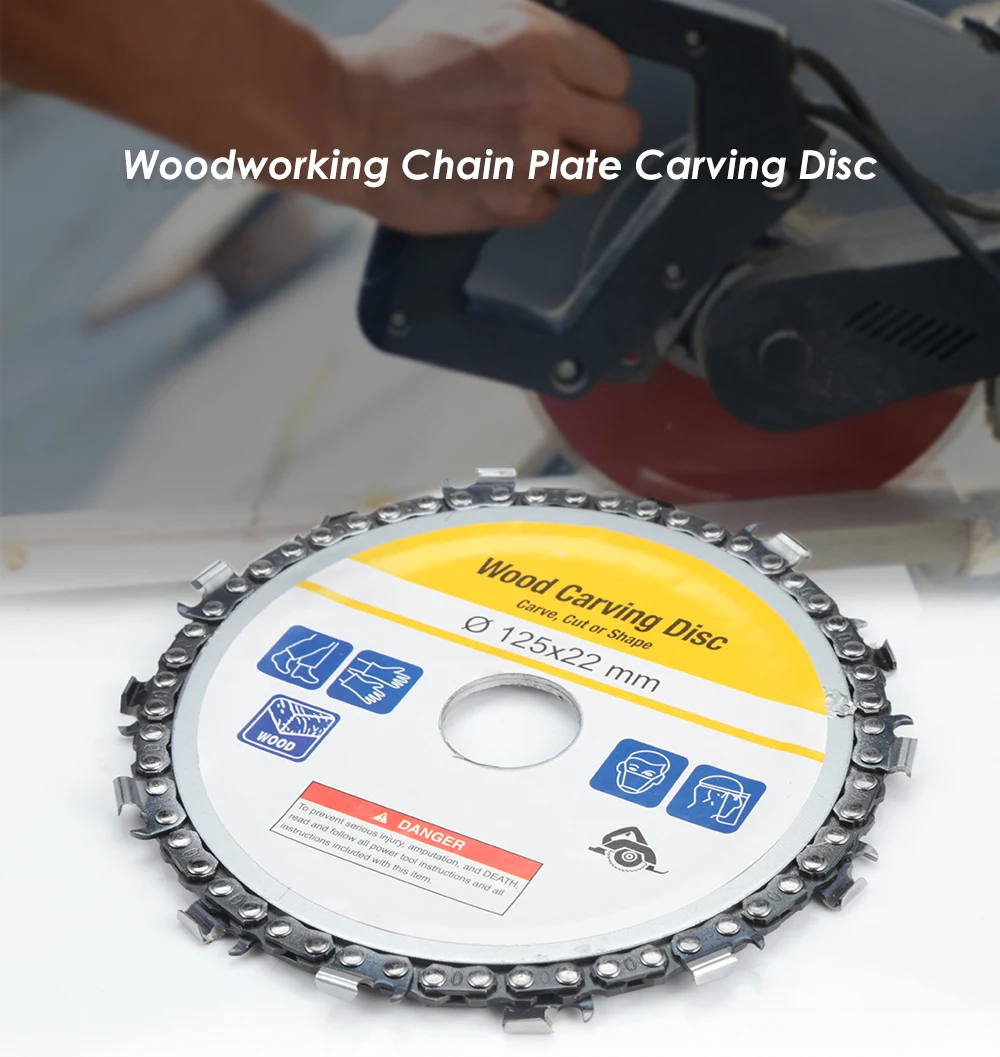 5 inch 14 Tooth Woodworking Chain Plate Carving Disc for Angle Grinder