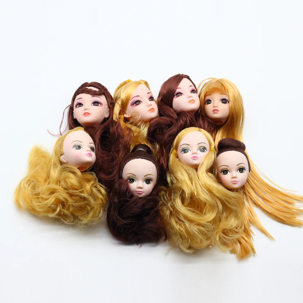 3pcs 3D eyes Foreign Trade Heads For Barbie Dolls DIY Birthday Gifts Mix Style Dolls Heads