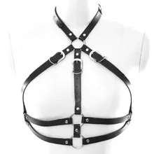 Ремень для бондажа тела из искусственной кожи ремень для тела черный женский сексуальный БДСМ грудной бандаж Жгут Бюстгальтер Фетиш готическое танцевальное белье