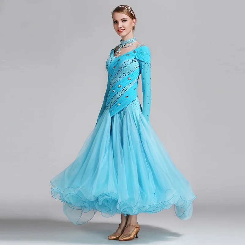 Платье для бальных танцев с бархатной вышивкой и аппликацией AliExpress