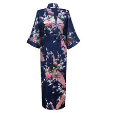 Лидер продаж Темно-синие Femmes район халаты платье кимоно юката китайский Для женщин сексуальное женское белье с цветочным принтом, одежда для сна в виде рыбьей чешуи Большие размеры M L XL XXL XXXL