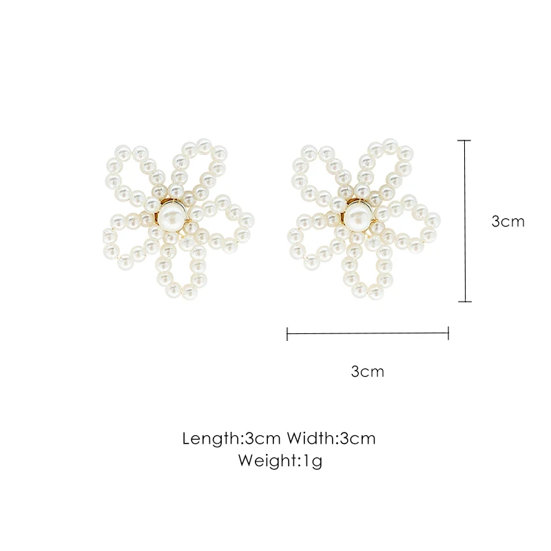 

Korean fashion artificial pearl earrings female personality simple temperament earrings fresh flowers earrings female