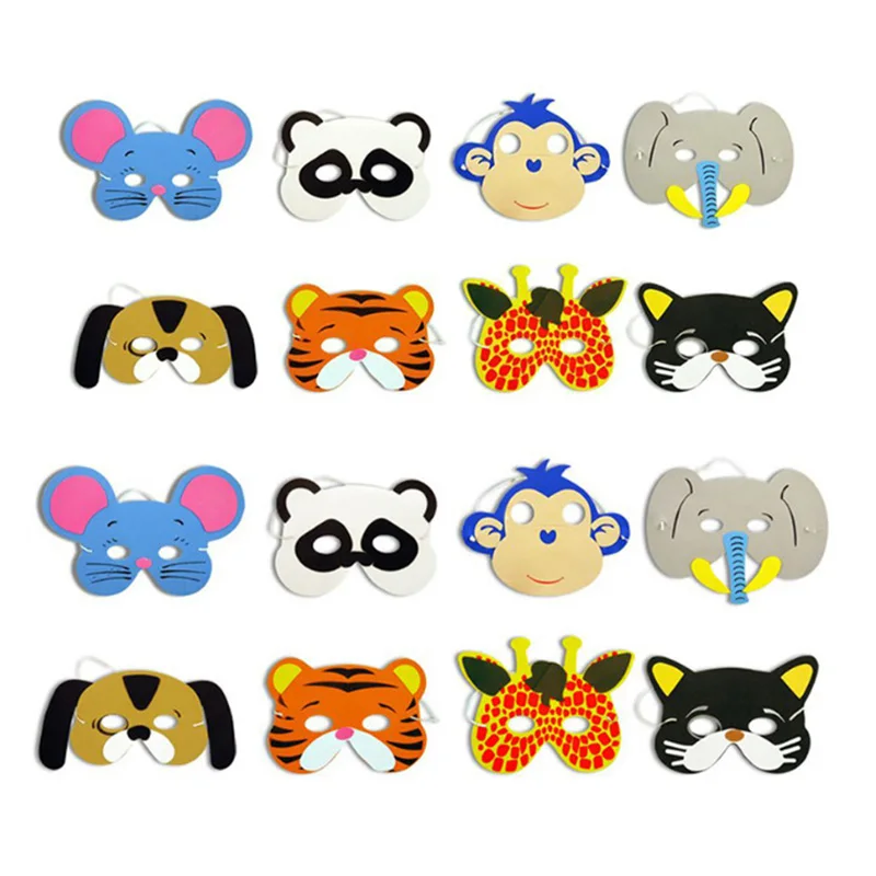 

10 Pcs Cartoon Animal Masks for Kids Birthday Party Favors Dress Up Costume Zoo Jungle Party Supplies