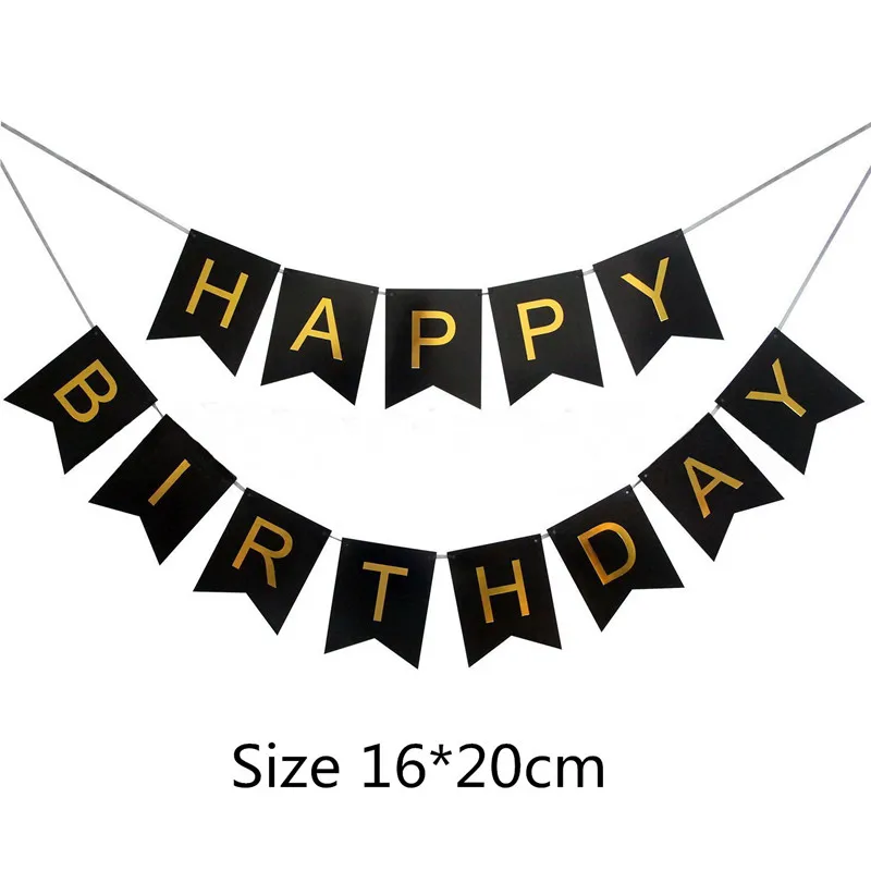 1" фольгированные воздушные шары с буквами алфавита с днем рождения, воздушные шары из розового золота для украшения вечеринки на день рождения для детей и взрослых - Цвет: banner black