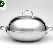 ВОК плита кастрюли 5-слойные фанерные утепленная inox кастрюли сковорода 36 см роскошные одежда высшего качества с антипригарным покрытием без дыма вок кухонная посуда