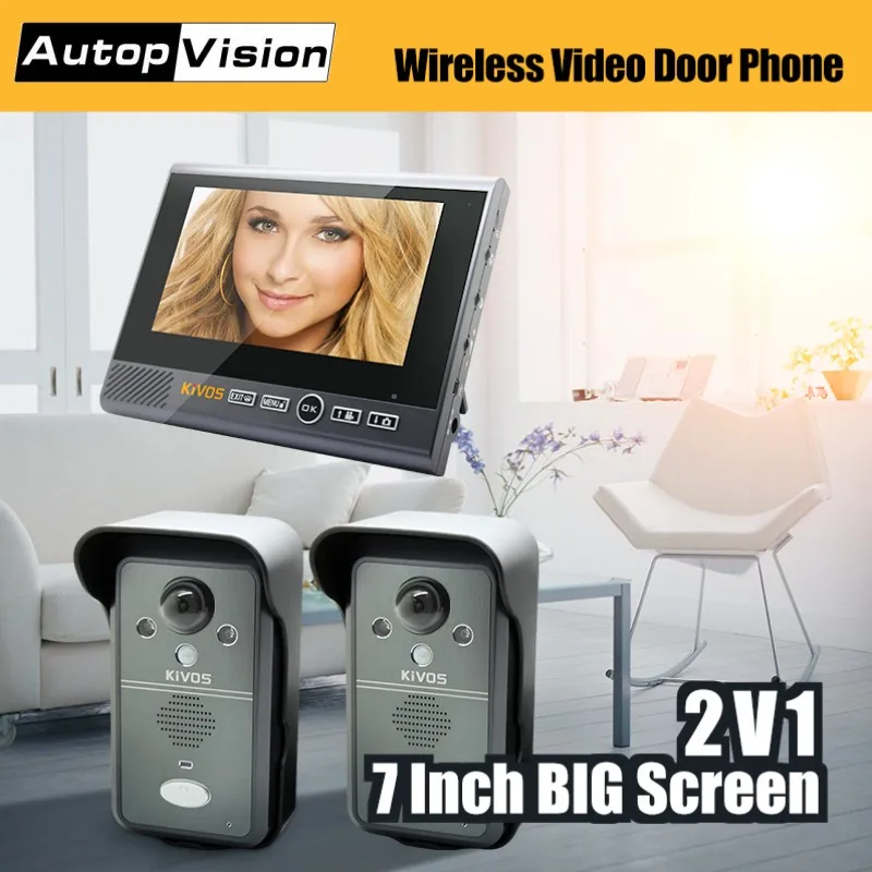 KDB702 2v1 Wireless video door phone smart video intercom doorbell with 2 cameras 1 monitor for Home/ Villa/ Apartment