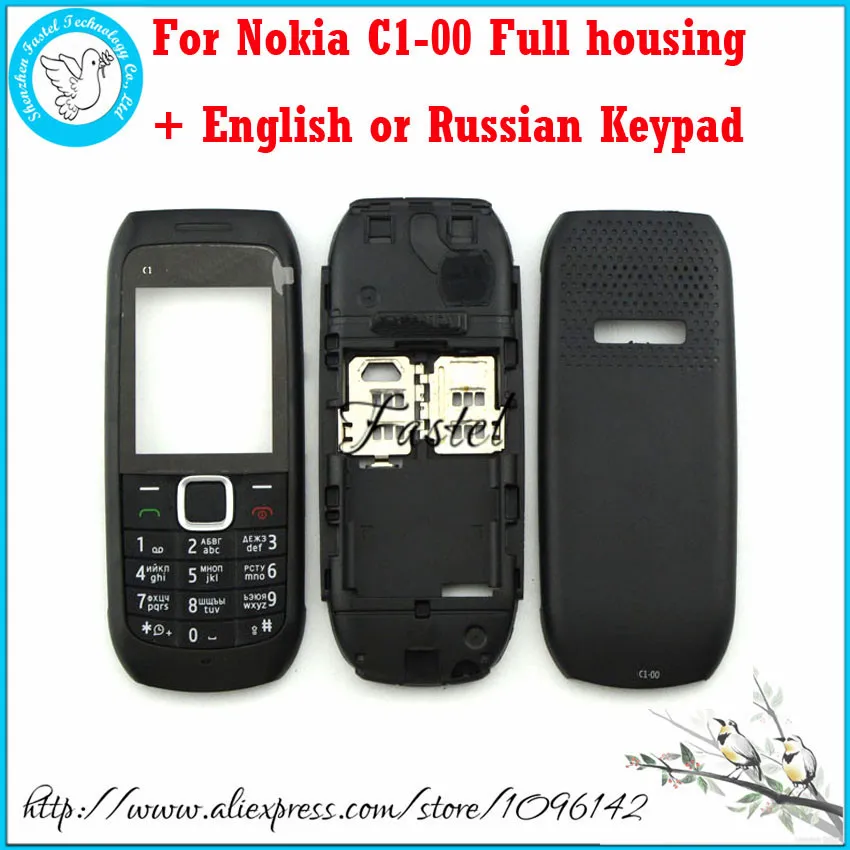 

For Nokia C1 C1-00 New Full Complete Phone Housing Cover Case + English or Russian Keypad, Free Shipping