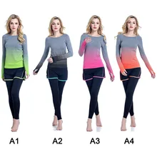 Женский эластичный длинный рукав Йога Топ рубашки спортивная рубашка фитнес тренировки тренажерный зал беговые футболки