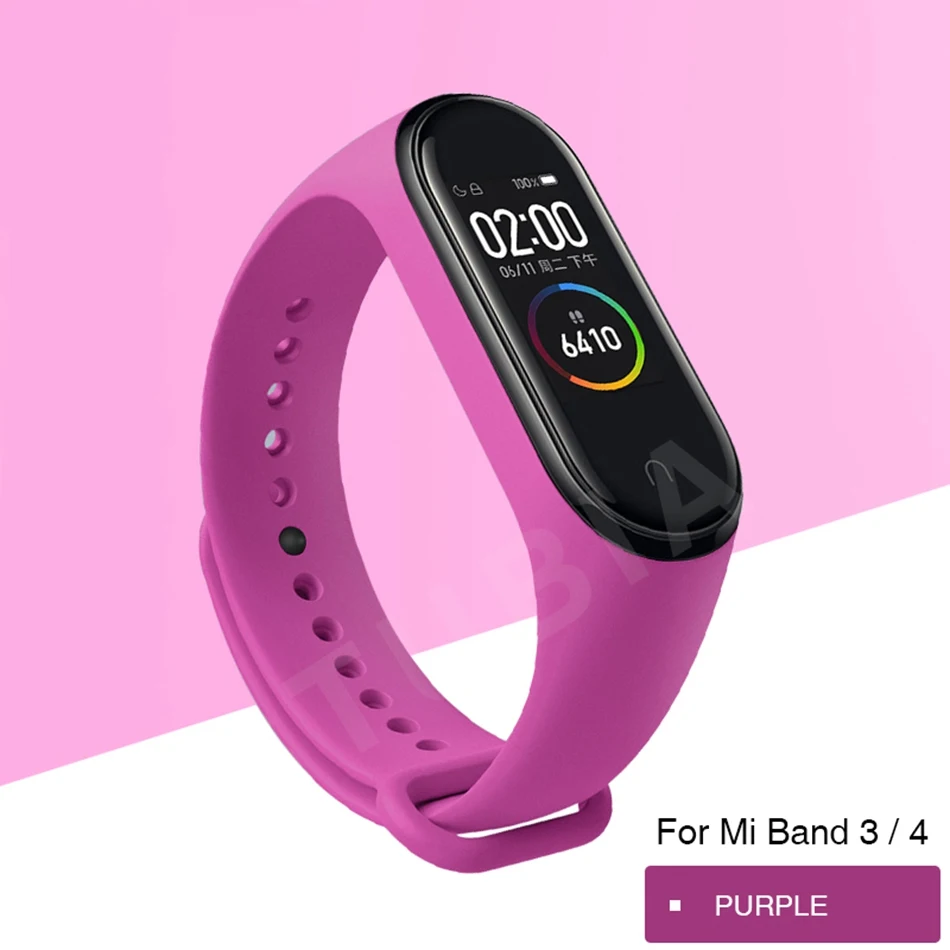 Mi Band 4 3 ремешок на запястье для Xiaomi Mi Band 3 4 Браслет Силиконовый Miband 3 4 NFC Correa аксессуары Smart Mi4 протектор - Цвет: purple C