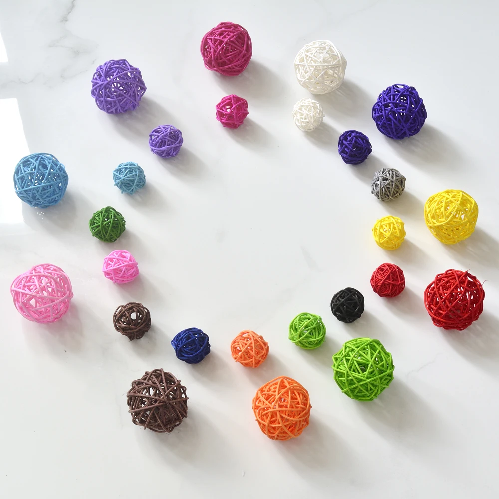 

3cm Mix Color Wedding Decorative Rattan Ball Eid Mubarak Christmas Decor Home Ornament / Diameter Home Decoration 10pcs/Lot