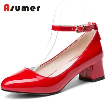 

ASUMER 2020 fashion spring autumn pumps shoes woman square heels point toe women high heels shoes ladies pumps