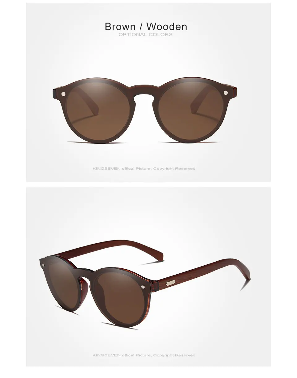 KINGSEVEN DESIGN Natural Handmade Wood Sunglasses R5790