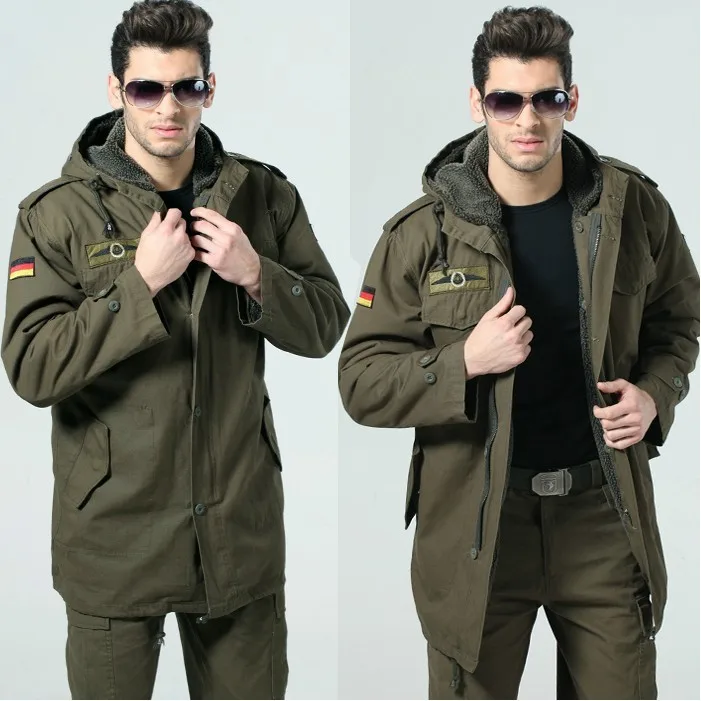 

German Army Outdoors fashion Casual Military Jacket men's classic windproof thermal Jacket detachable bladder camel hair coat