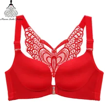 Плюс Размеры бюстгальтер пуш-ап Бюстгальтеры для женщин для Для женщин белье без Провода Кружево Бюстгальтеры для женщин siere большой Размеры c d e чашки Красный, черный, синий цвет 36 38 40 48 52 Бюстгалтер лифчик