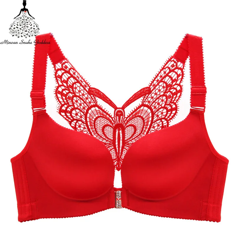 Economici Più il Formato Del Reggiseno Bralette Push Up Bra e pellicole per cofano Per Le Donne Lingerie No Del Merletto di Filo Bra e pellicole per cofano siere di Grandi Dimensioni C D E rosso Nero Blu 36 38 40 48 52