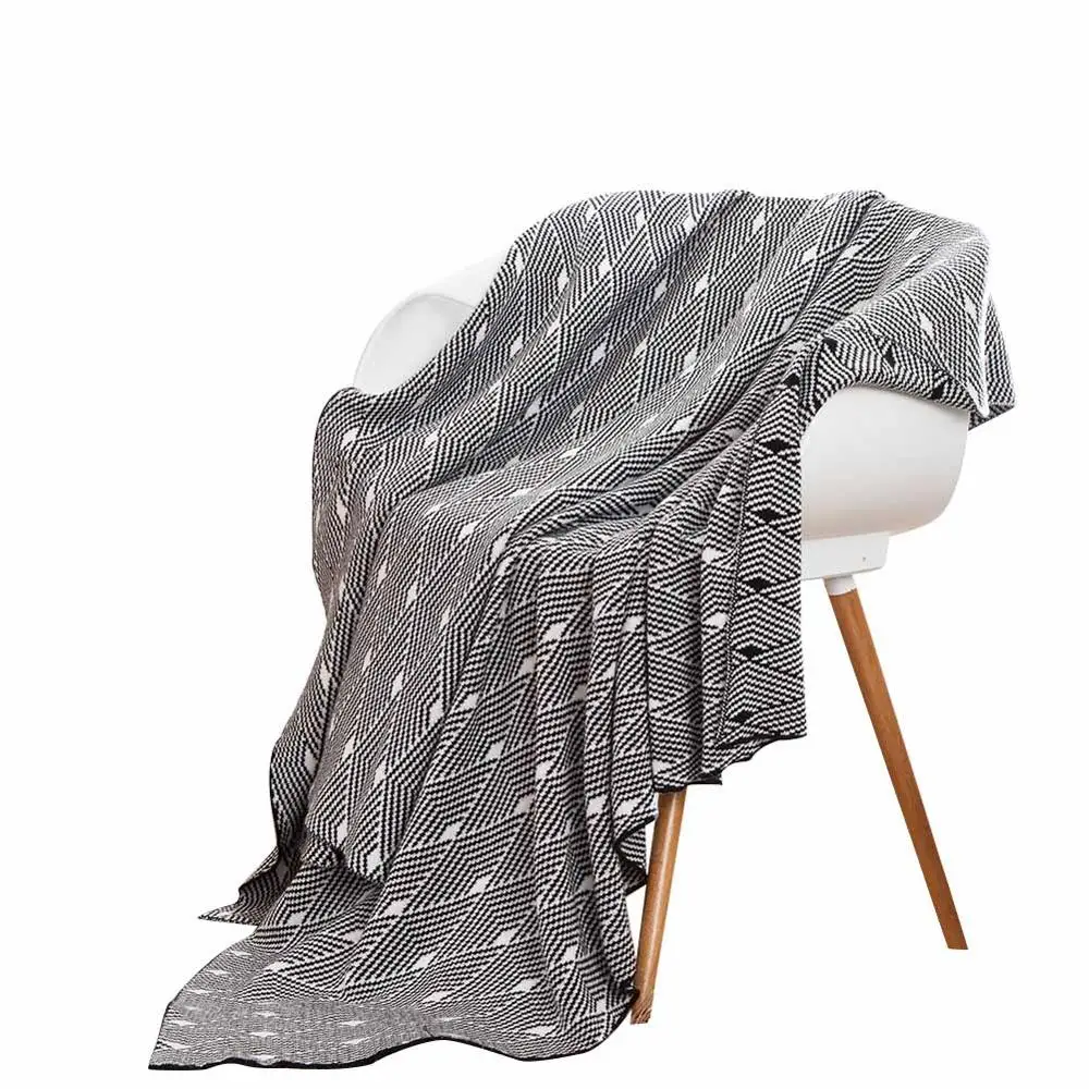 Ткань вязаное одеяло Nordic просто одноцветное цвет кисточкой одеяло с бахромой супер мягкий пледы на Одеяло для дивана, кровати 130x160 см - Цвет: Черный