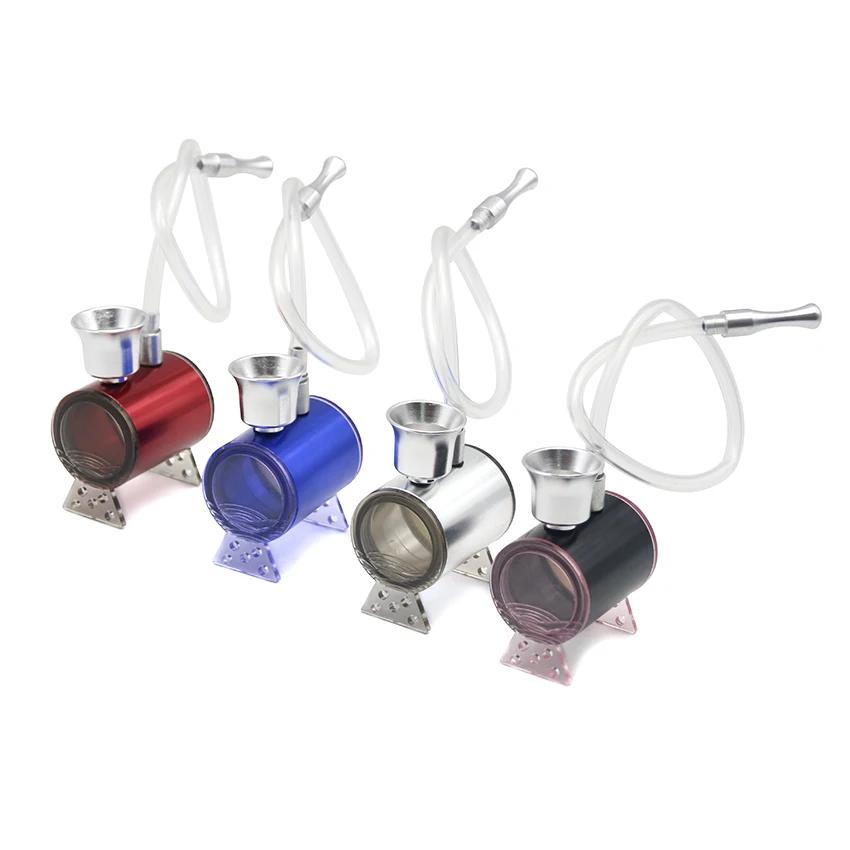 

1PCS Mini Style Protable Acrylic Weed Pipe One Pvc Hose Aluminum Cigarette Holder 4 Colors Tobacco Herb Smoking Water Pipe