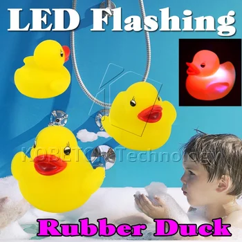 

4Pcs /lot Led Night Light Lamp Baby Bathroom Bath Toys Light Rubber Duck Cute Swimming Water light Bath Flashing Lamp Toy