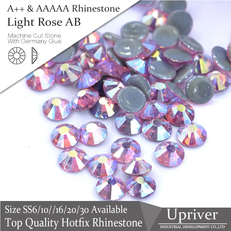 

Upriver A++ 1440pcs/288pcs Loose Iron On Shiny Strass SS6-SS30 Light Rose AB Hotfix Rhinestone For Bridals Designs