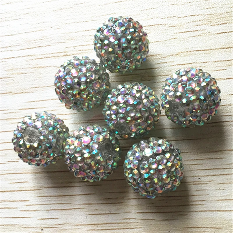 

20mm 100pcs/lot clear AB Resin Rhinestone Beads for necklace Jewelry