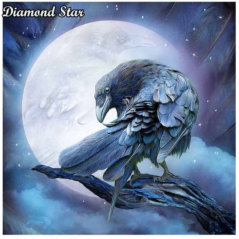 Full Square Diamond 5D DIY Painting Crow moon Embroidery Cross Stitch Rhinestone Mosaic Decor Gift | Дом и сад