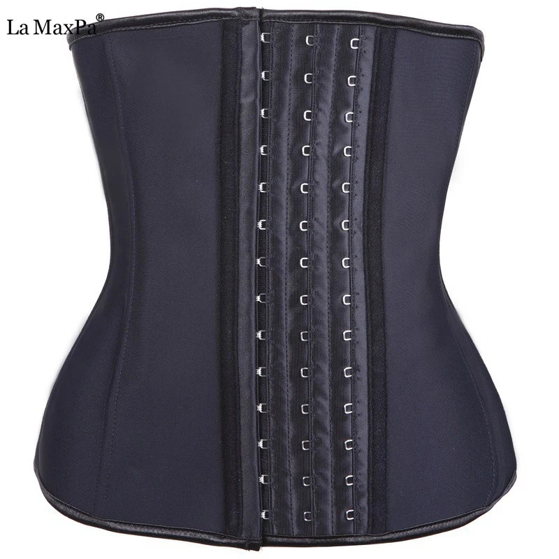 

Latex waist trainer Slimming 9 Steel Boned Belt cincher corset modeling strap hot Latex shapers body control Plus size XS-6XL