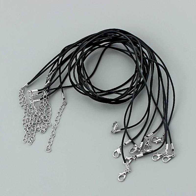 10pcs Black 1.5mm Real Leather Cowhide Cords Choker Necklace With
