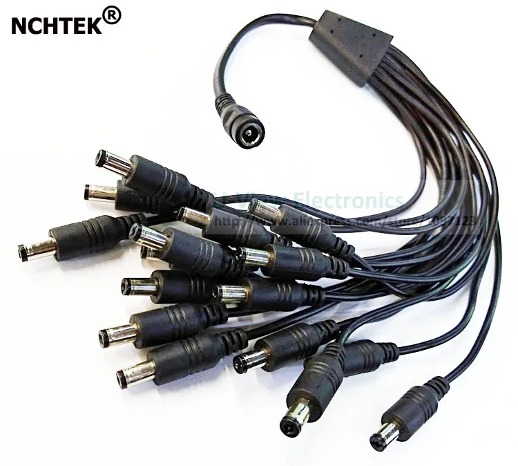 NCHTEK DC 1 Female to 16 Male Power Splitter Adapter Cables For CCTV