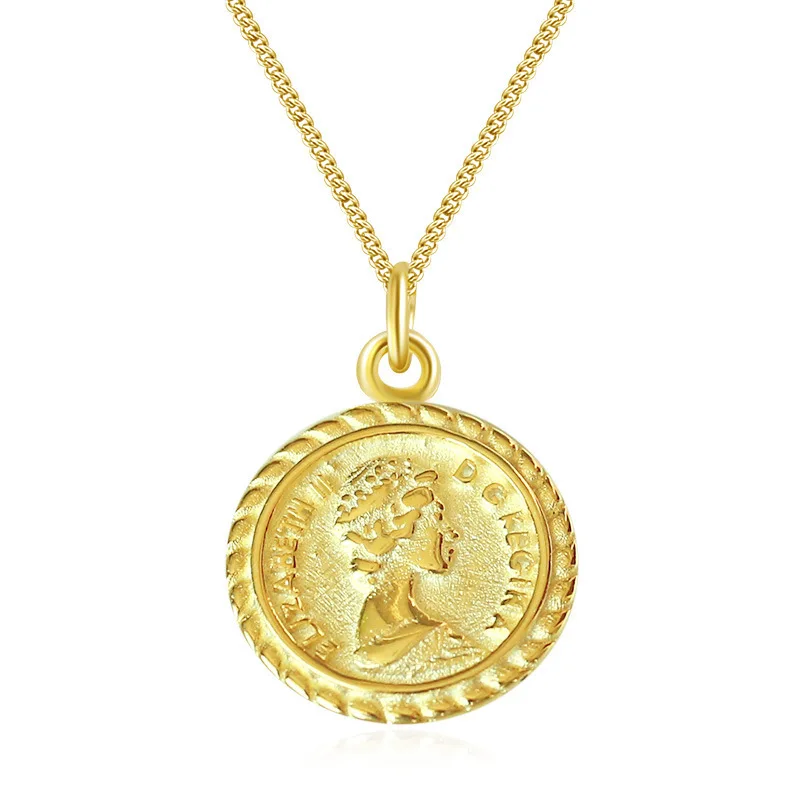 

Korean S925 sterling silver necklace chain female silver jewelry Eliza white like coin pendant long sweater chain