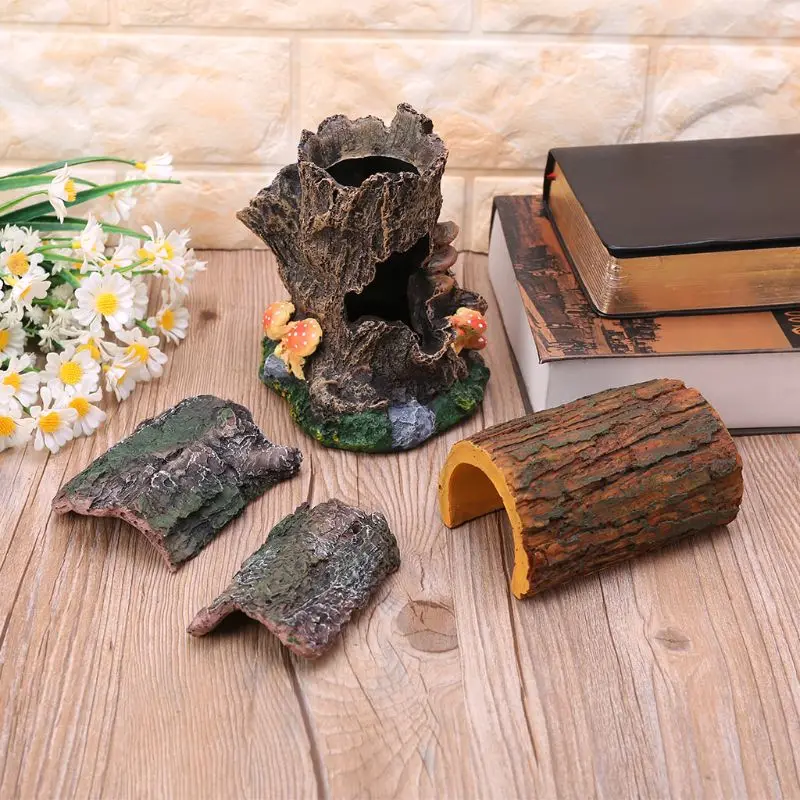 

Reptile Vivarium Hiding Case Snake Gecko Dragon Half Log Hide Rock Tree Hole