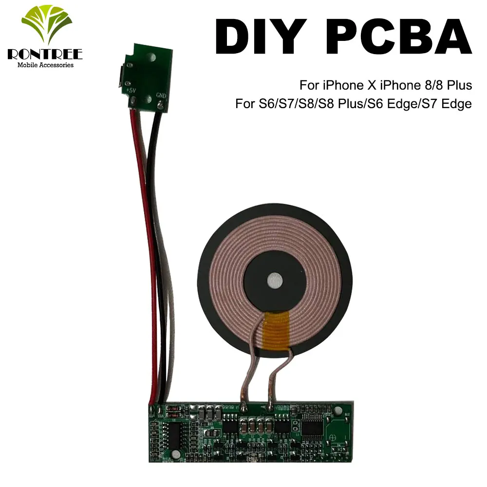 RONTREE DIY Беспроводное зарядное устройство PCBA для iPhone 8/X/8 Plus Qi Беспроводное зарядное устройство для samsung Galaxy S8/S7/S8
