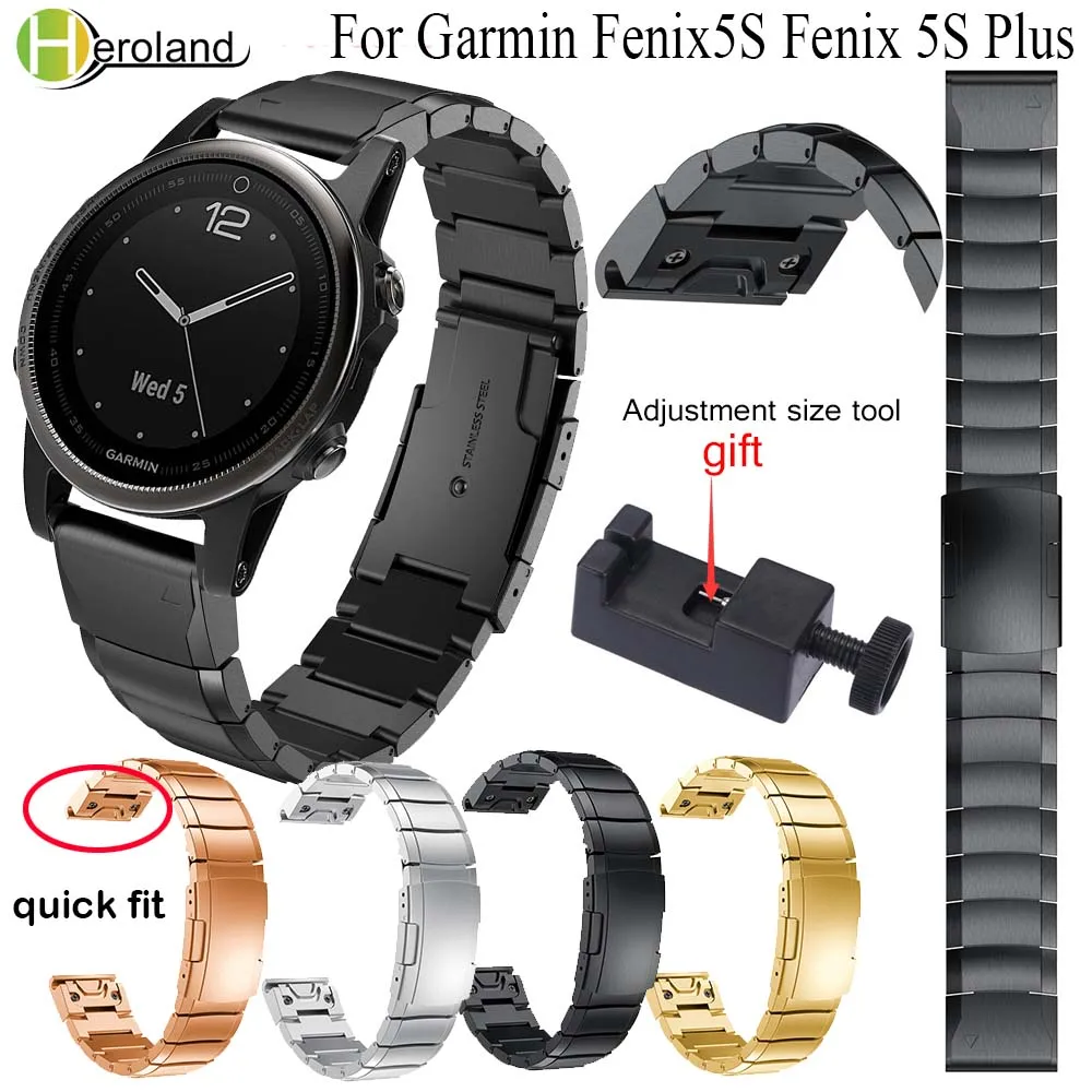 

Watch Band Genuine Stainless Steel Easy Fit strap for Garmin Fenix 5s /5S plus Quick release Replacement wristband bracelet+tool
