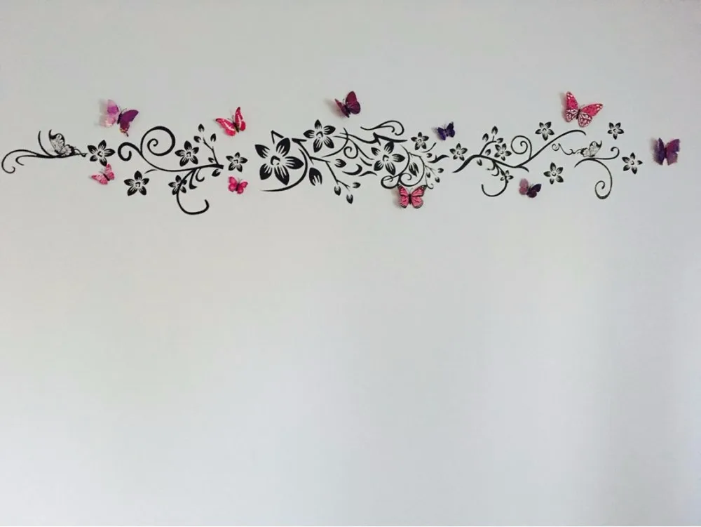 Горячая DIY Наклейка на стену украшение Мода Романтический цветок стикер на стену/стикер на стену s домашний Декор 3D обои бесплатная доставка