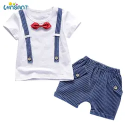 LONSANT/комплекты для малышей, летний костюм в полоску, костюм с короткими рукавами и шортами, пуловер с круглым вырезом для маленьких