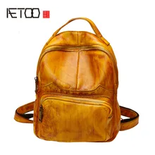 AETOO Backpack female retro Korean fashion wild shoulder bag large capacity leather college wind small backpack