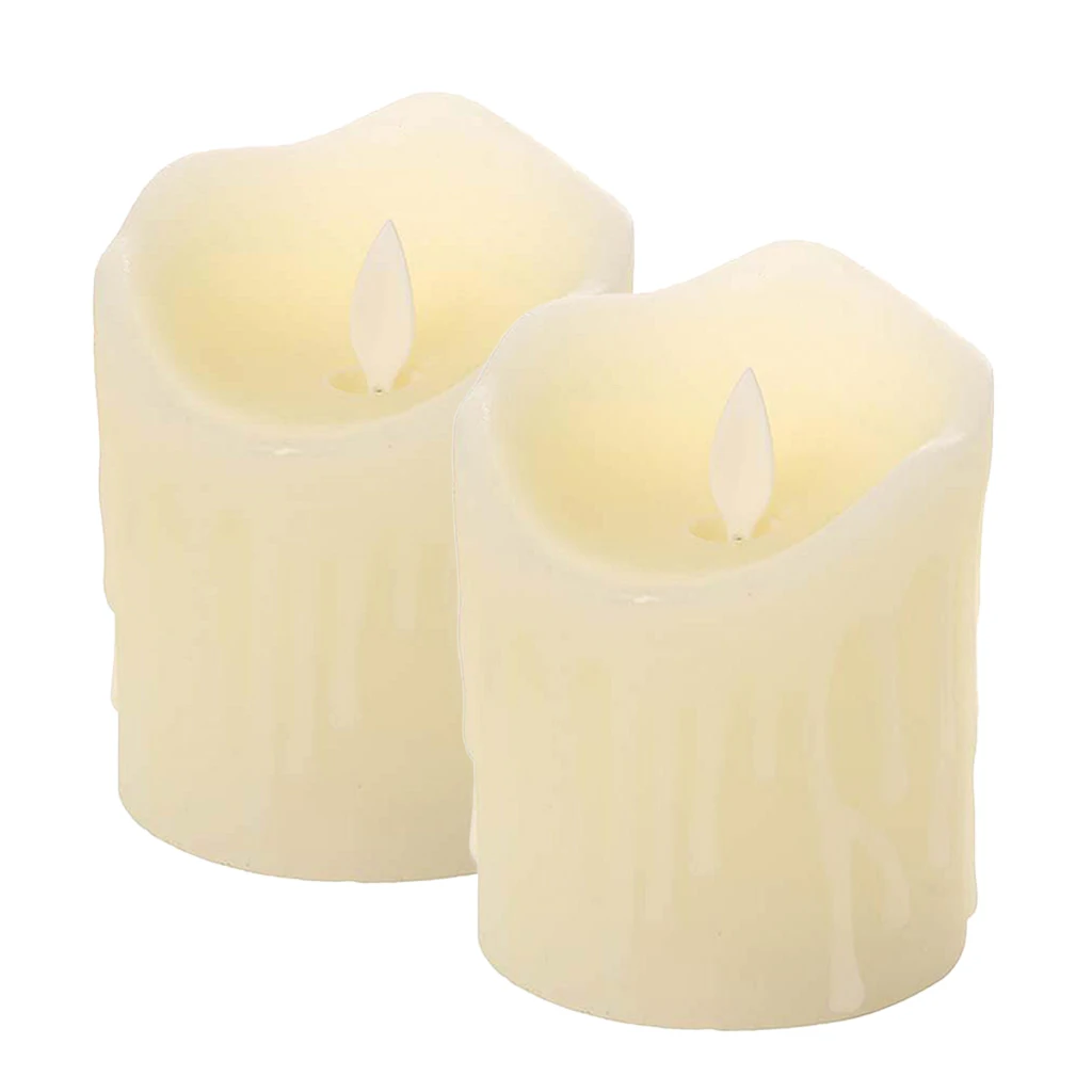 2pcs Flickering Flames Candles Realistic LED Candle Dancing Flame Light Indoor and Outdoor Battery Operated Wedding Party Decor