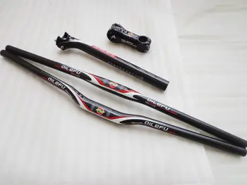 

Newest QILEFU Mountain bike 3K full carbon fibre handlebar Road carbon bicycle seatpost carbon stem MTB bike parts set Free ship