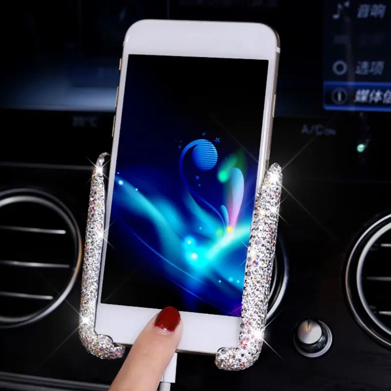 

Universal Blingbling Rhinestone Crystal Convenient Mini Car Dash Air Vent Automatic Adjustable Phone Holder