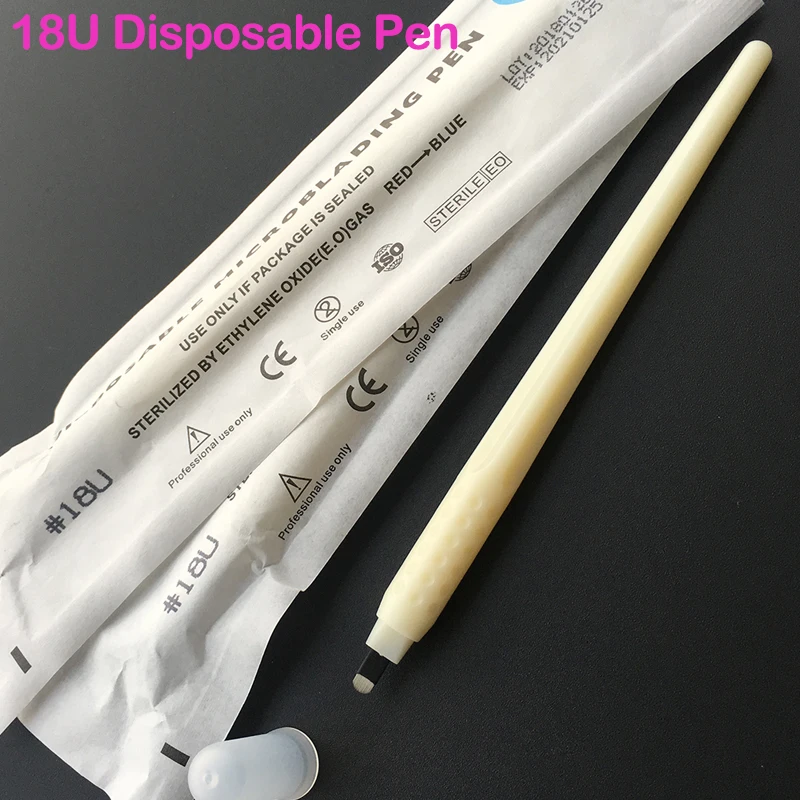 

20pcs Eyebrow Microblading Disposable Pen With U Shape 18 Needle Blade Manual Microblade Needle Tool In Expiry Date/ Lot No.