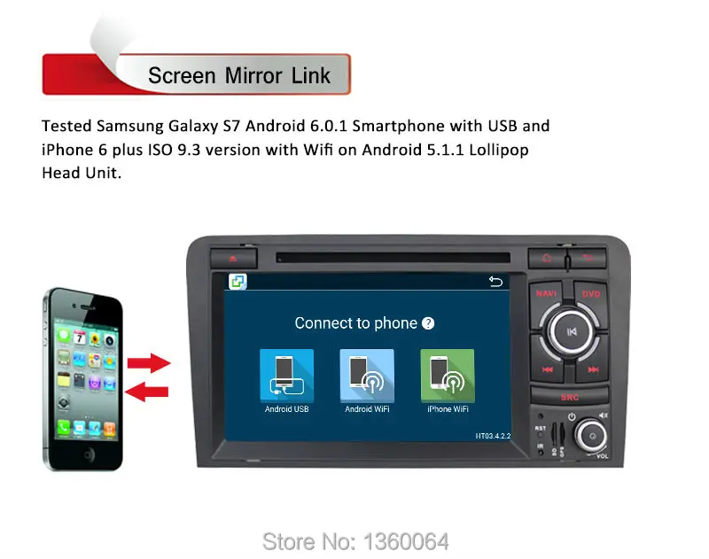 Excellent 7" Android 5.1.1 GPS Navigation 1024*600 Car Quad Core Double Din Radio Head Unit For Audi A3/S3 Radio System Auto DVD Player 9