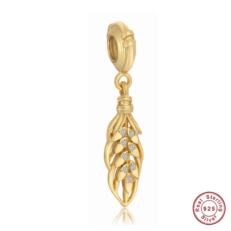 Authentic Gold Plated Shine Floating Grains Charm 925 Sterling Silver Pendant fit Original Brand Bracelet Bangle | Украшения и