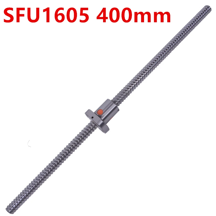 Free Shipping SFU1605 400mm ballscrew RM1605 400mm Rolled Ball screw 1pc+1pc Ball nut for SFU1605 no end machined cnc parts