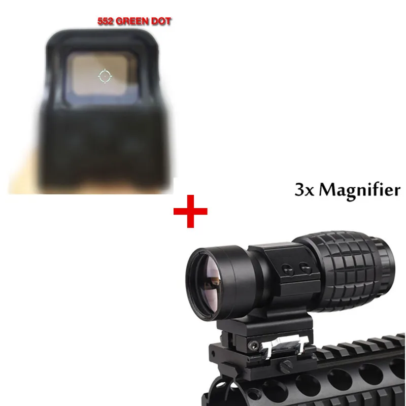 552 Holographic Red Dot Sight Reflex +3X Magnifier Scope Compact Tactical Sight with 20mm Airsoft Rifle Rail Mount RL5-2
