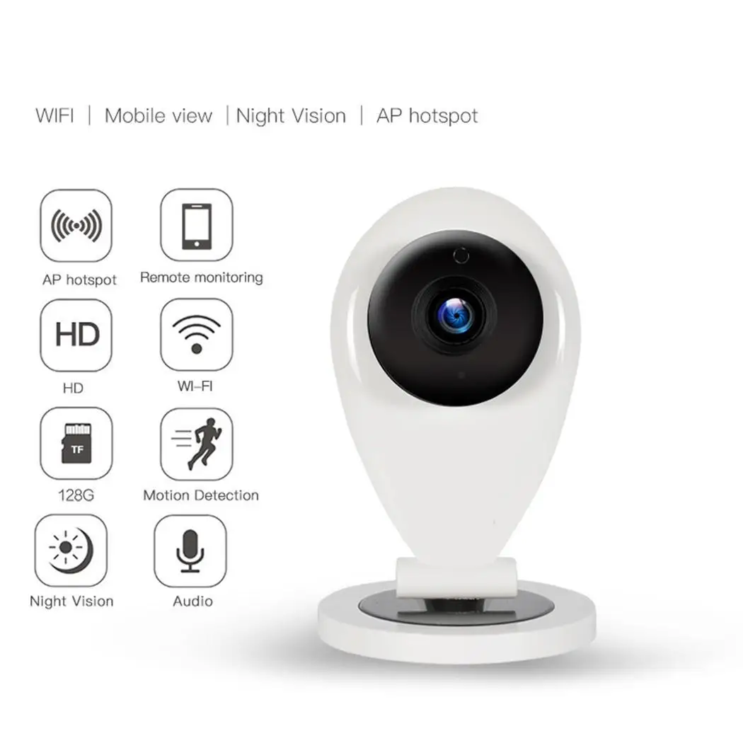 

Mini HD WiFi Camera Wireless Intelligent 5V >48dB Network Surveillance 3.6mm Camera 10m Android, iOS, Windows