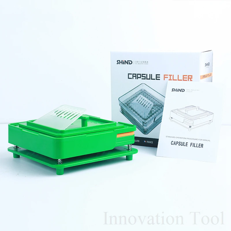 

100 Holes Manual Capsule Filling Machine Semi Automatic Pharmaceutical Herbal Drugs Pill Capsule Maker Filler Box Size 00 0 1