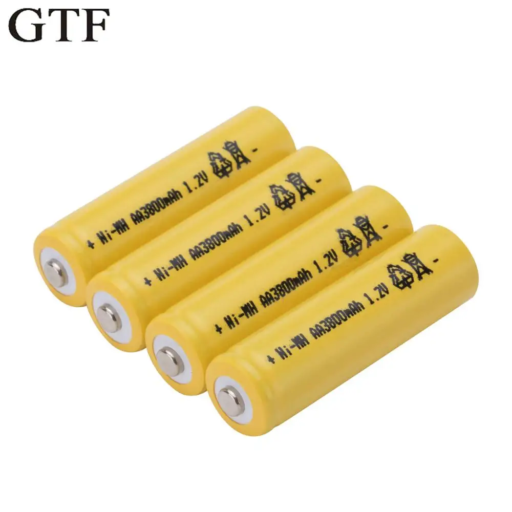 GTF 4 шт./лот для AA 1,2 V 3800mAh Ni-MH Аккумуляторная батарея для игрушек камера Микрофон аккумуляторы ячейка - Цвет: Yellow