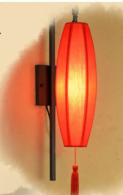

Antique cloth lights modern new Chinese iron wall lamp creative bedroom bedside lamp hotel aisle lights CL